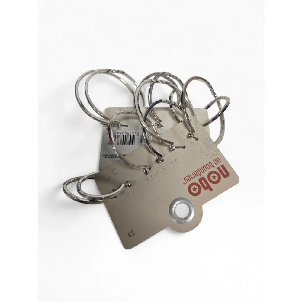 New Hoop Earrings No Boundaries Y2K Style Silver Accent Hinge 6 TOTAL PAIRS - Picture 2 of 5